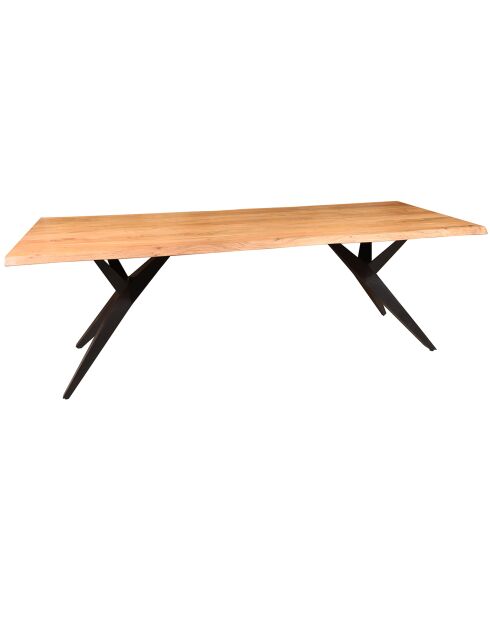 Table en bois d'acacia avec pied en métal hamer bois/noir - 30x100x76 cm