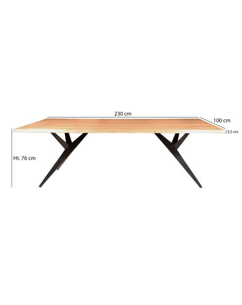 Table en bois d'acacia avec pied en métal hamer bois/noir - 30x100x76 cm