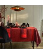 Mantel otomano 100% lino burdeos