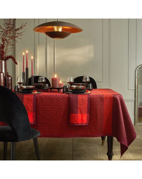 Tovaglia ottomana in 100% lino bordeaux