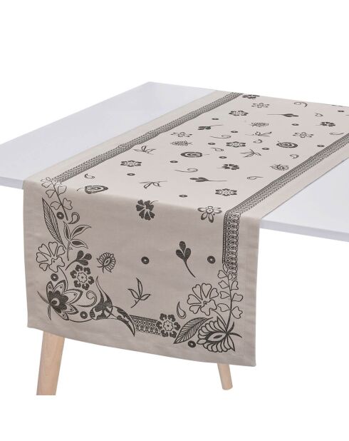 Runner da tavola in misto lino e cotone Haute Couture beige/grigio - 50x150 cm