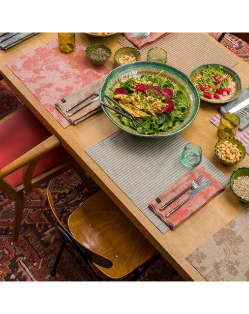 4 Sets de table 100% Lin Casual Flower bruns - 45x35 cm