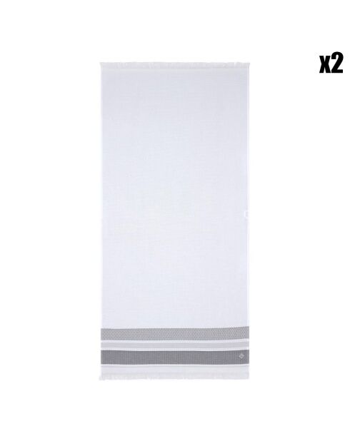 2 Serviettes invités Folk caviar - 30x50 cm