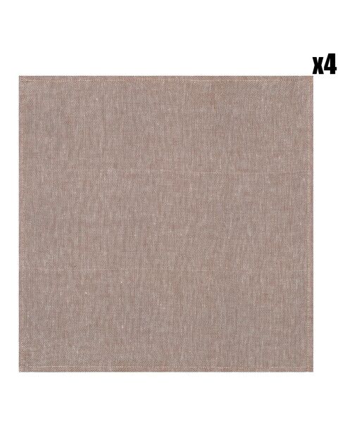 4 Serviettes de table 100% Lin Casual Natte noisette - 52x52 cm
