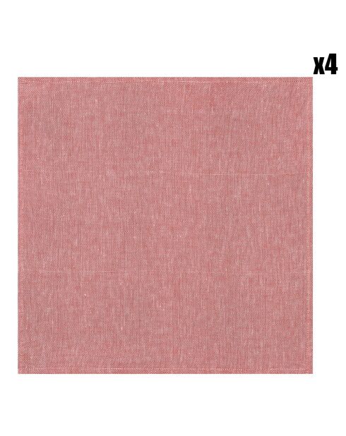 4 Serviettes de table 100% Lin Casual Natte terre cuite - 52x52 cm
