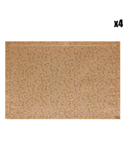 4 Sets de table 100% Lin Portofino Fiori terra - 50x36 cm