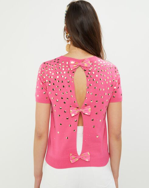 Pull miroirs strass Galaxie rose