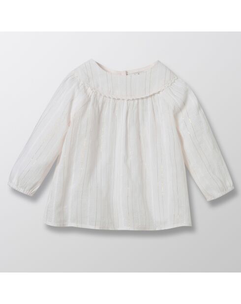 Blouse en Coton Raffinée blanc/rose pâle