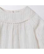 Blouse en Coton Raffinée blanc/rose pâle