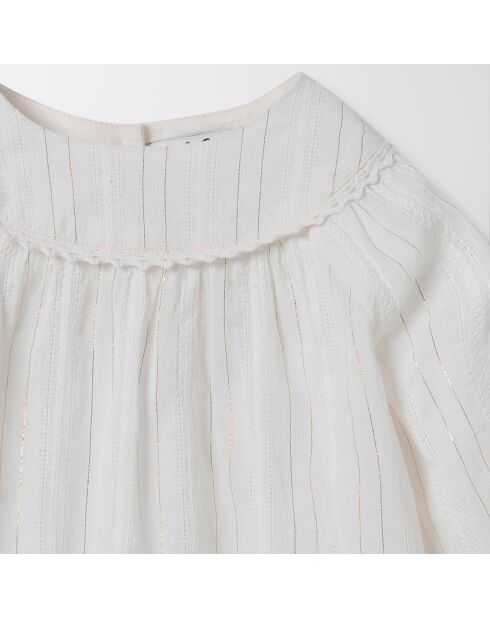 Blouse en Coton Raffinée blanc/rose pâle