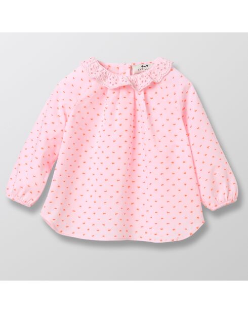 Blouse en Coton Plumetis rose pâle