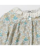 Blouse en Coton Liberty jaune/bleu