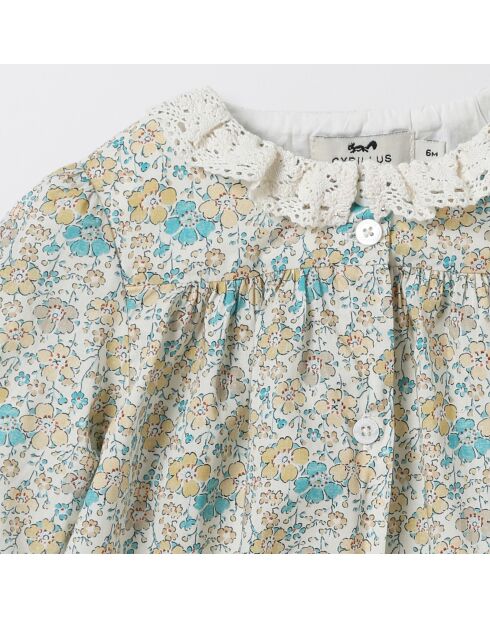 Blouse en Coton Liberty jaune/bleu