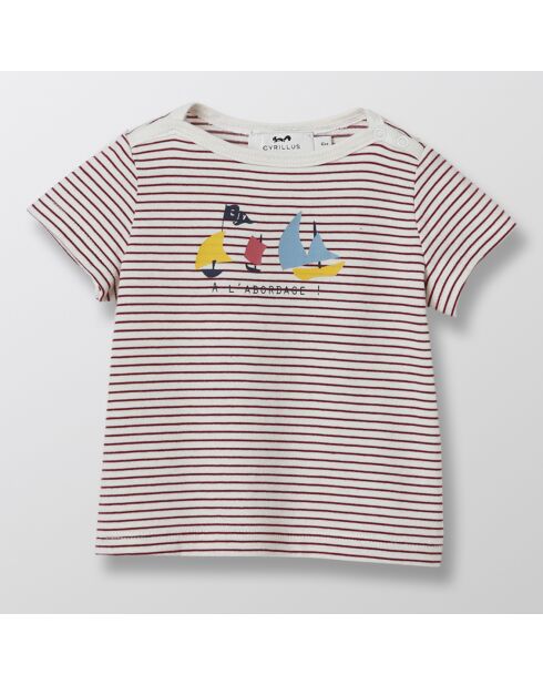 T-Shirt en Coton manches courtes rayé rouge