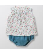 Ensemble Top & Bloomer en Coton et Lin Liberty bleu