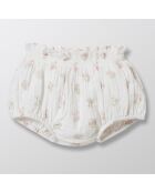 Ensemble Top, bloomer & Bandeau Double Gaze blanc/rose pâle