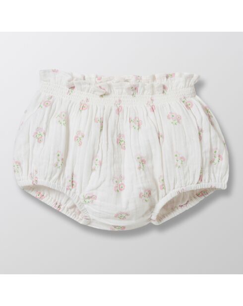 Ensemble Top, bloomer & Bandeau Double Gaze blanc/rose pâle