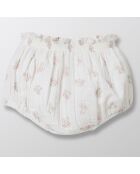 Ensemble Top, bloomer & Bandeau Double Gaze blanc/rose pâle