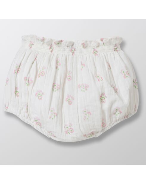 Ensemble Top, bloomer & Bandeau Double Gaze blanc/rose pâle