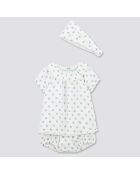 Ensemble Top, Bloomer & Bandeau en Coton Double Gaze blanc