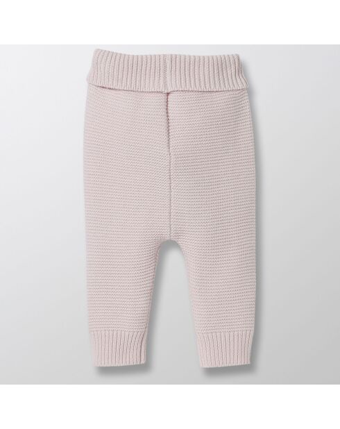 Pantalon en Maille de Coton bio & Laine rose pâle