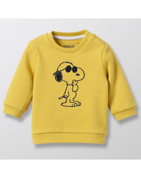 Sweat en Coton bio Snoopy jaune vif