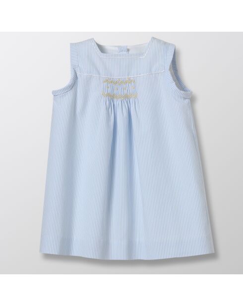 Robe en Coton Smocks bleu clair