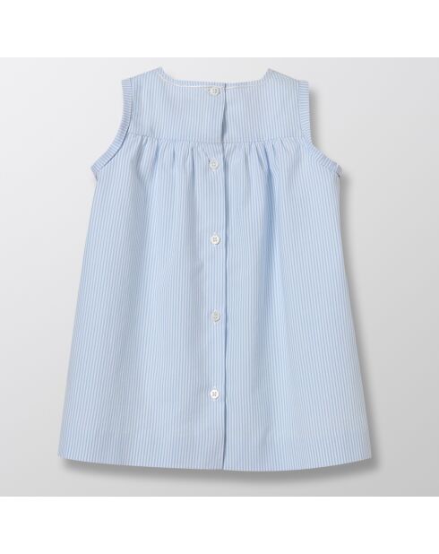 Robe en Coton Smocks bleu clair