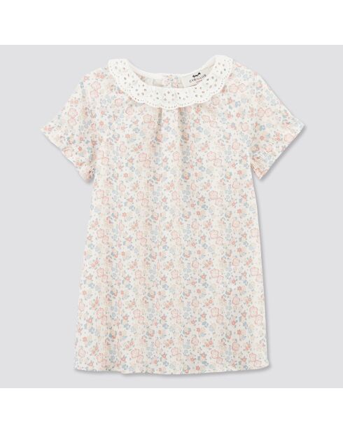 Robe en Coton Liberty blanc/rose