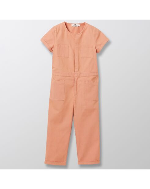 Combinaison de Pompiste en Coton mélangé rose orangé