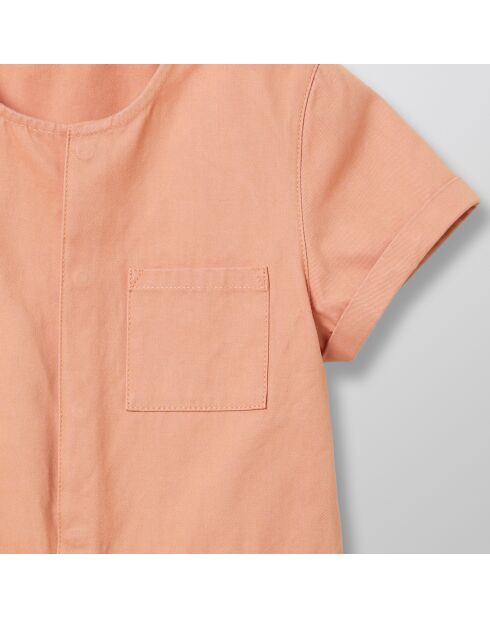 Combinaison de Pompiste en Coton mélangé rose orangé