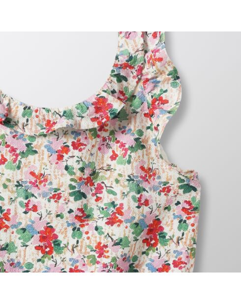 Tuta rosa in cotone con volant