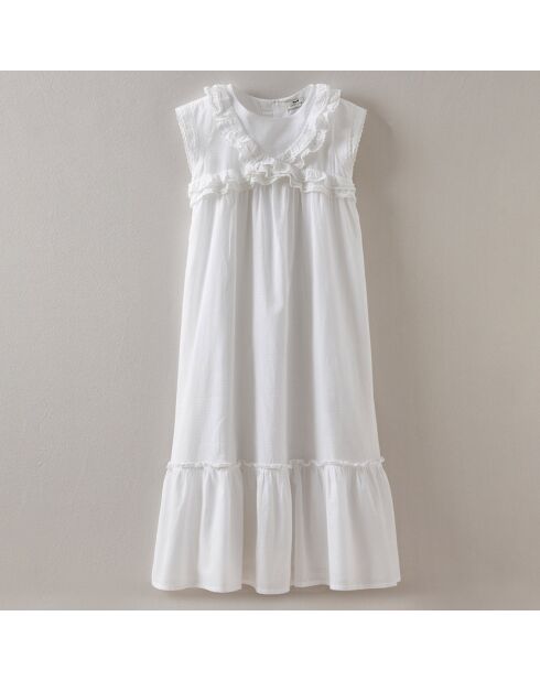 Robe longue de Cérémonie en Coton blanche