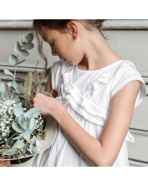 Abito da cerimonia lungo in cotone bianco