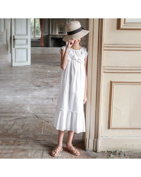 Robe longue de Cérémonie en Coton blanche