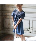 Robe smockée en Coton bleue