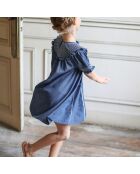 Robe smockée en Coton bleue