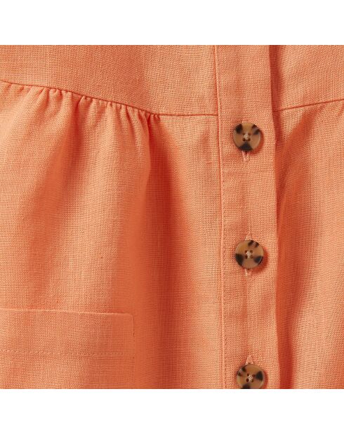 Robe tablier en 100% Lin boutonnée orange