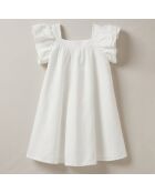 Robe encolure carrée en Coton blanche