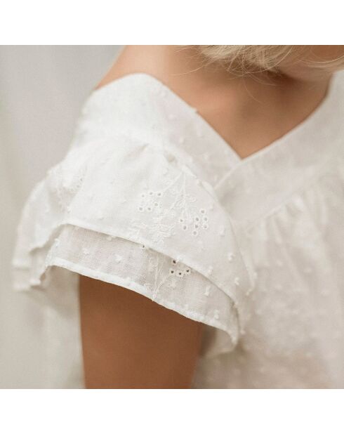 Weißes Baumwollkleid mit quadratischem Ausschnitt