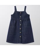 Robe tablier en Coton Bouton bleu foncé