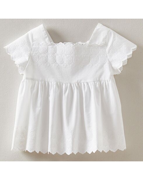 Blouse en Coton brodée blanche