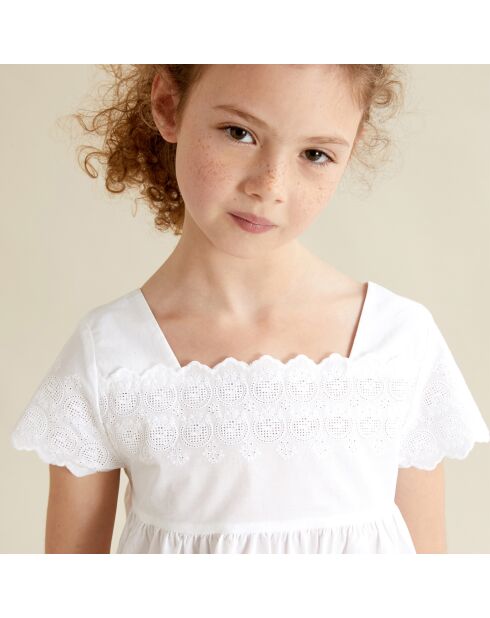 Blouse en Coton brodée blanche