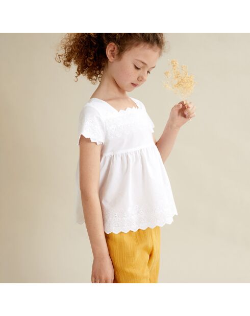 Blouse en Coton brodée blanche