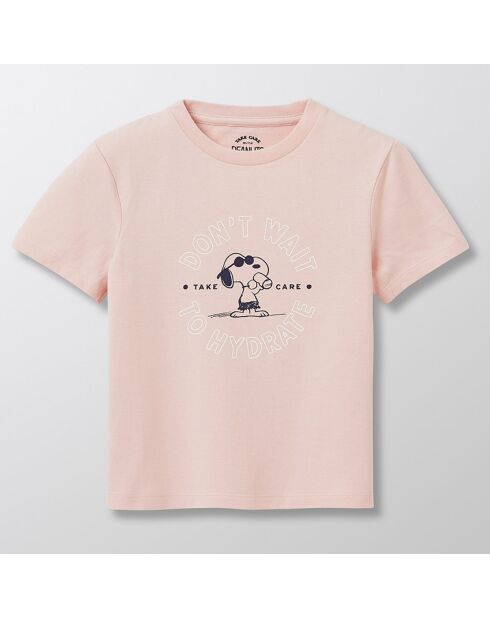 T-Shirt en Coton biologique Snoopy rose pâle