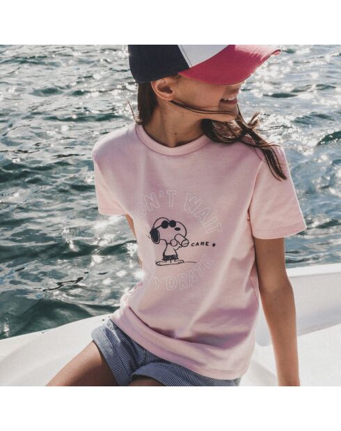 T-Shirt en Coton biologique Snoopy rose pâle