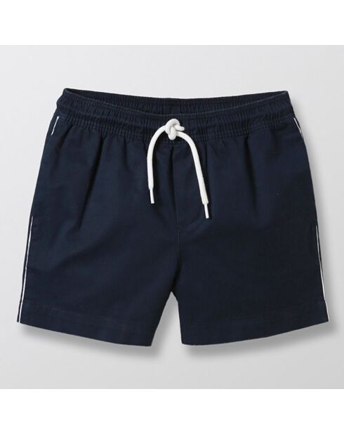 Short Pipping en Coton bleu foncé