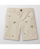 Short en Coton brodé Citron beige