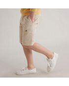 Short en Coton brodé Citron beige