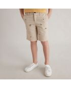 Short en Coton brodé Citron beige